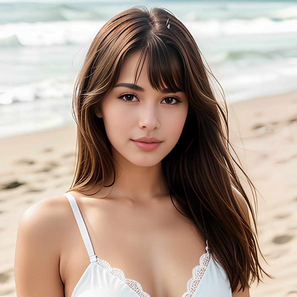 lingerie bangs hair beach 