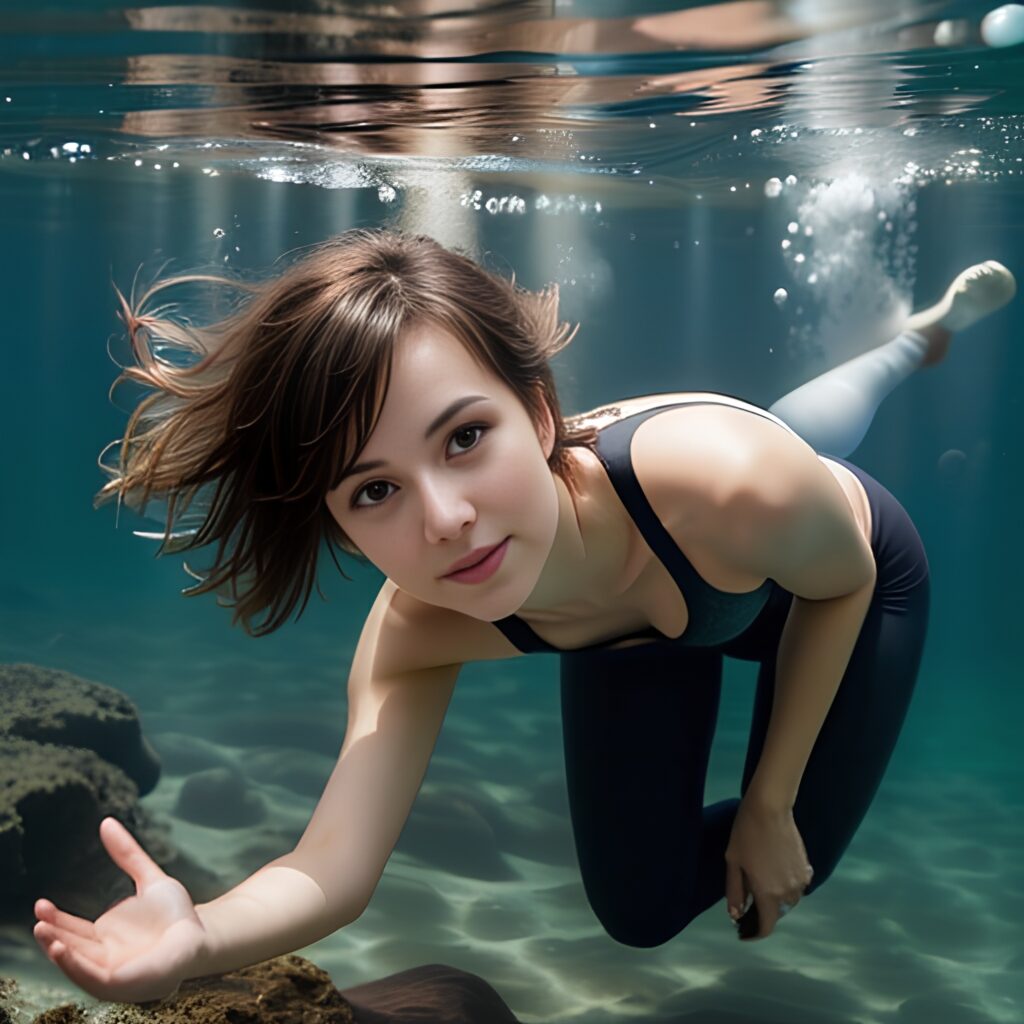 messy hair blowjob underwater yoga pants 