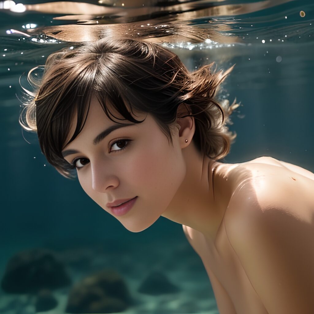 messy hair underwater side 