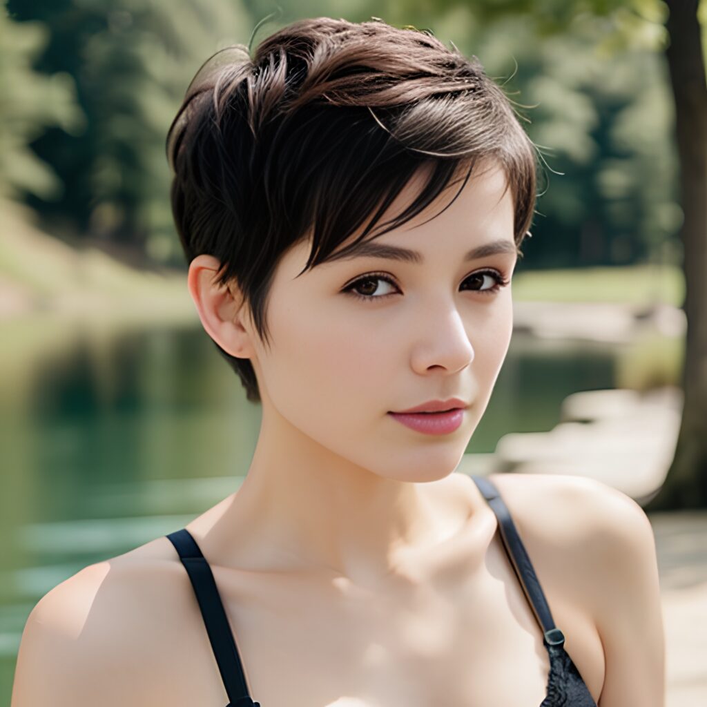 pixie haircut lake push up bra 