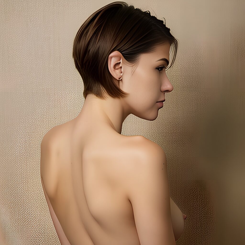 pixie haircut partially nude back 