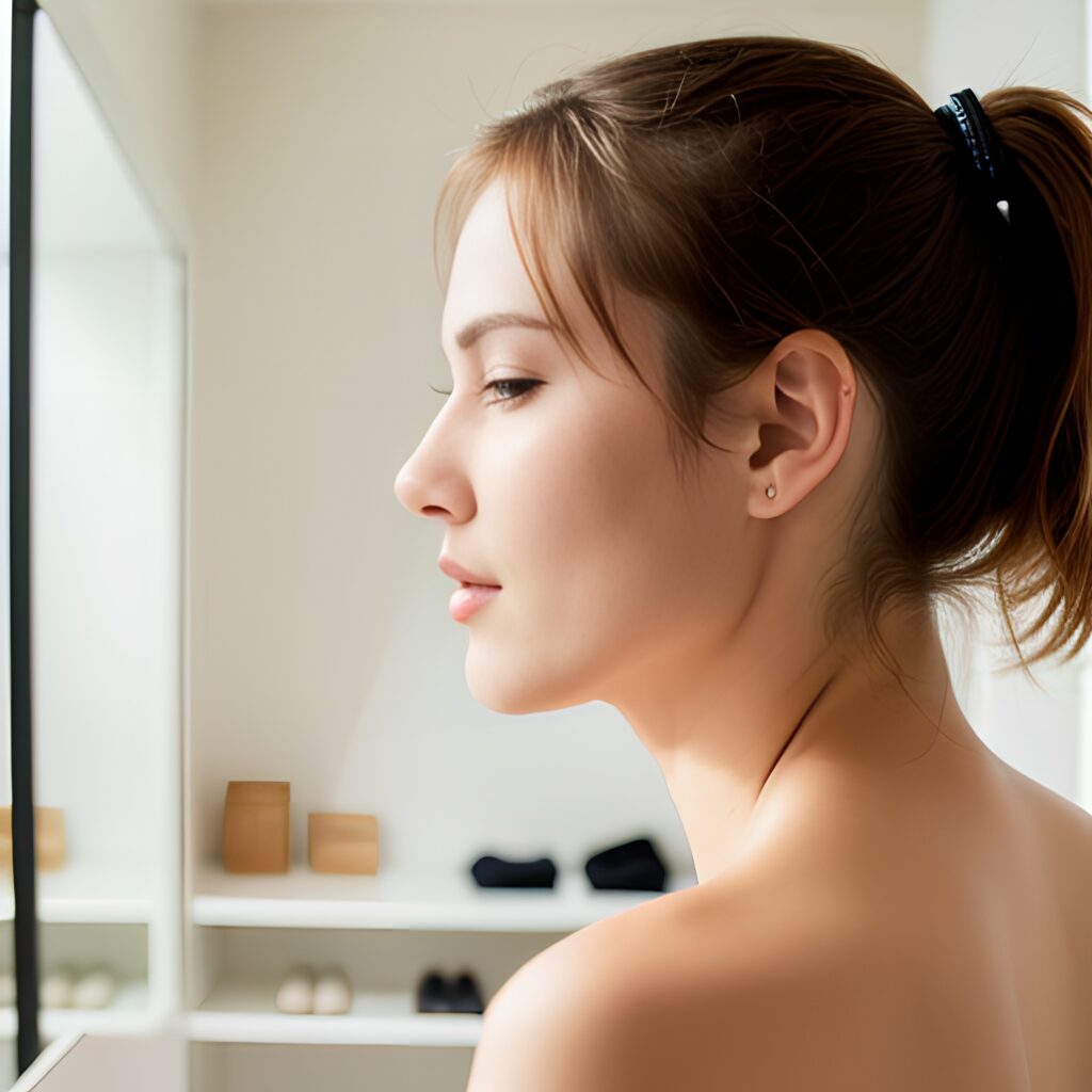 ponytail haircut close cum on face changing room 