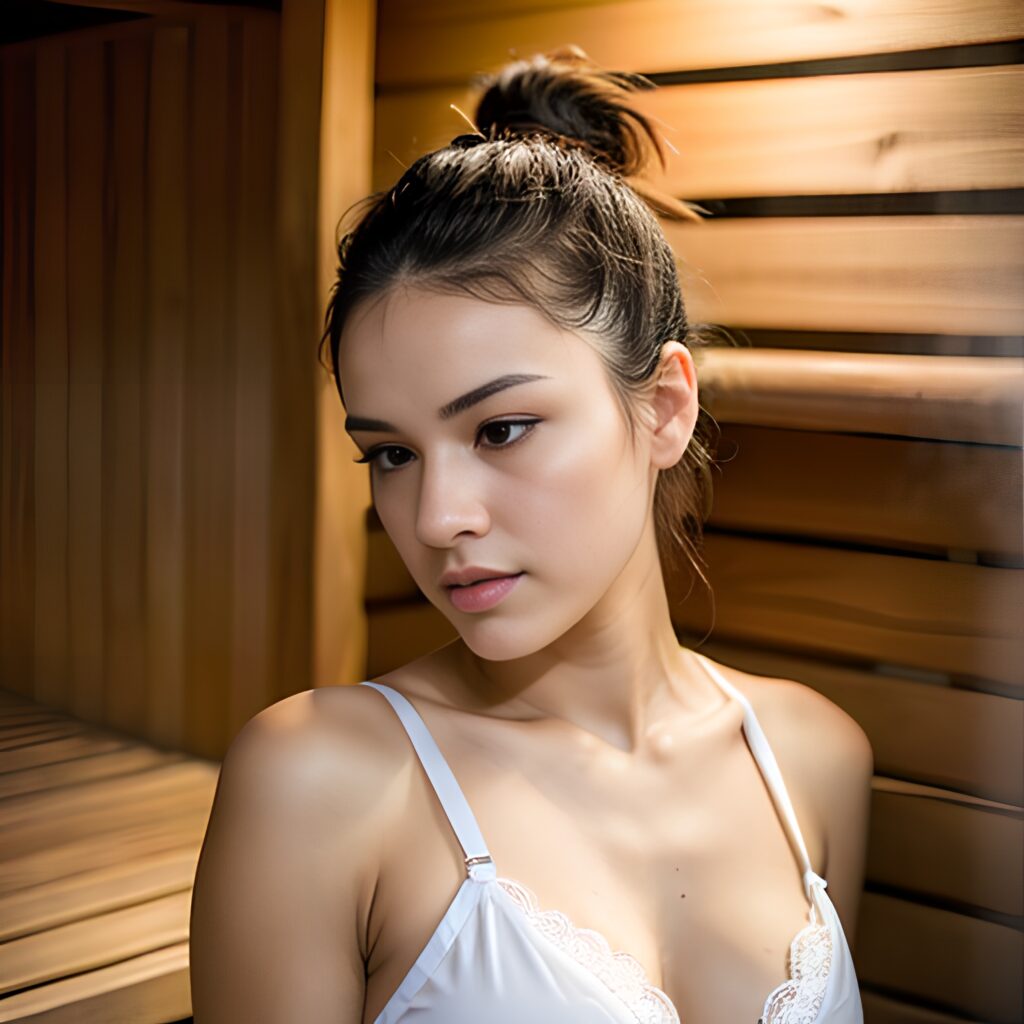 sauna lingerie messy hair 