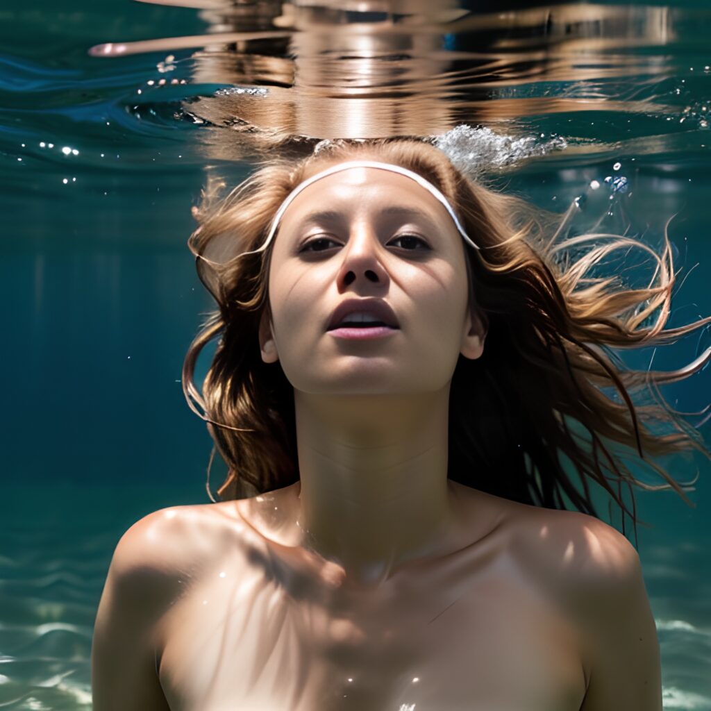 underwater messy hair close 