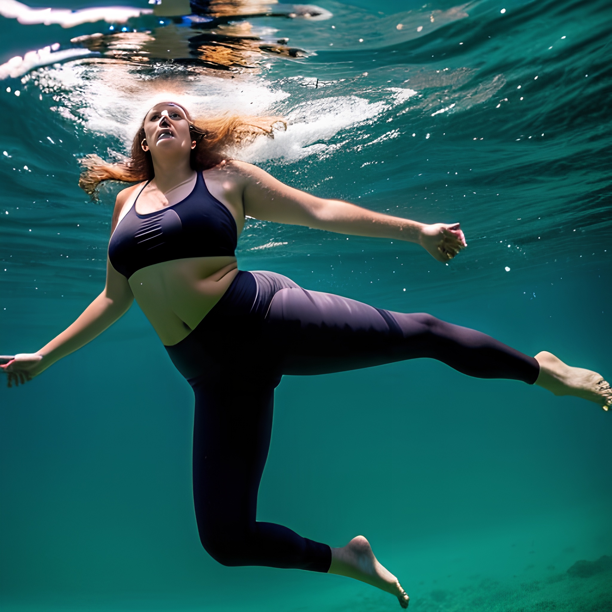 yoga pants big hips underwater 