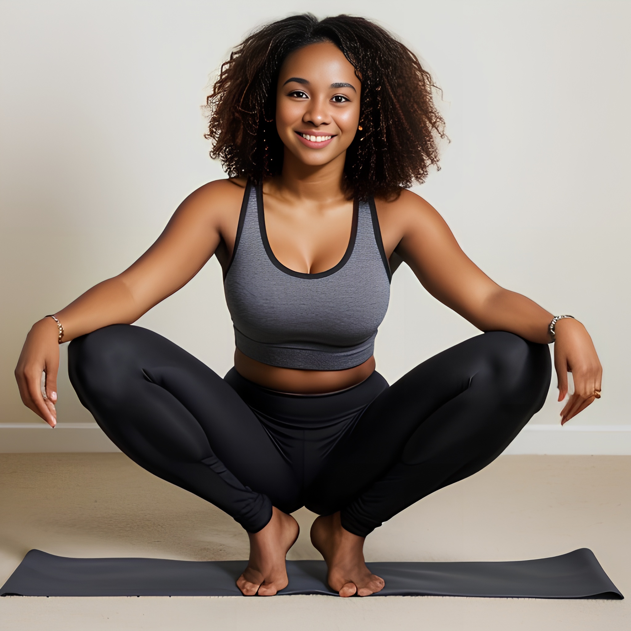 yoga pants darker skin curly hair 