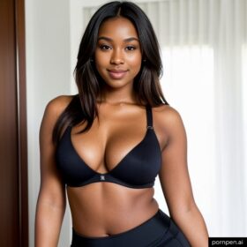 yoga pants topless bra darker skin