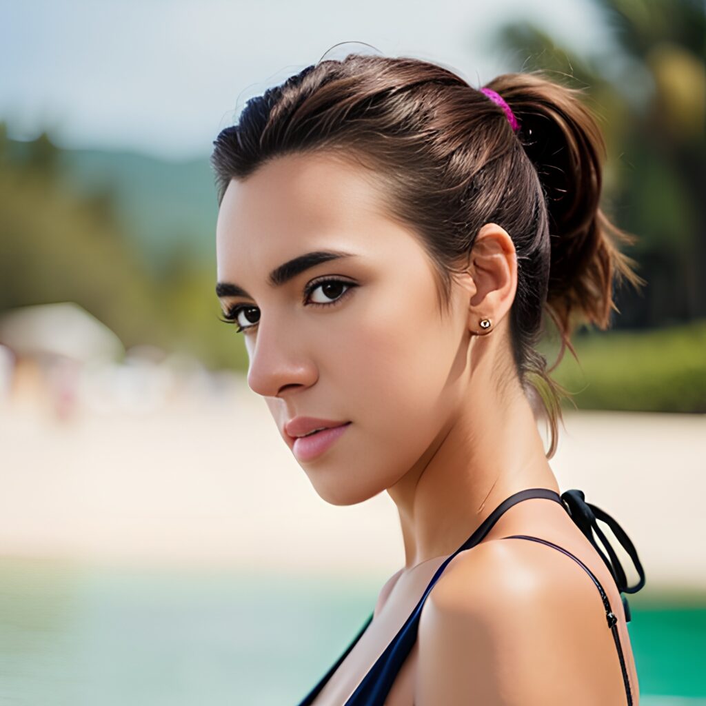 bikini close ponytail haircut 