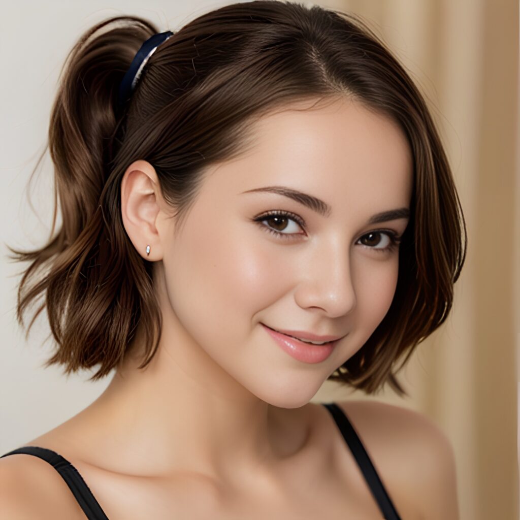 close ponytail haircut lingerie 