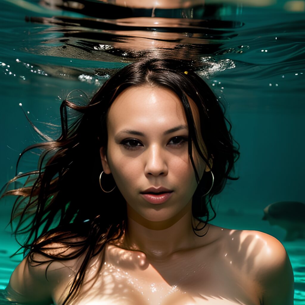 close topless underwater 