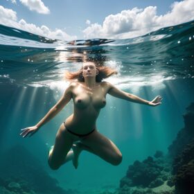 front topless underwater