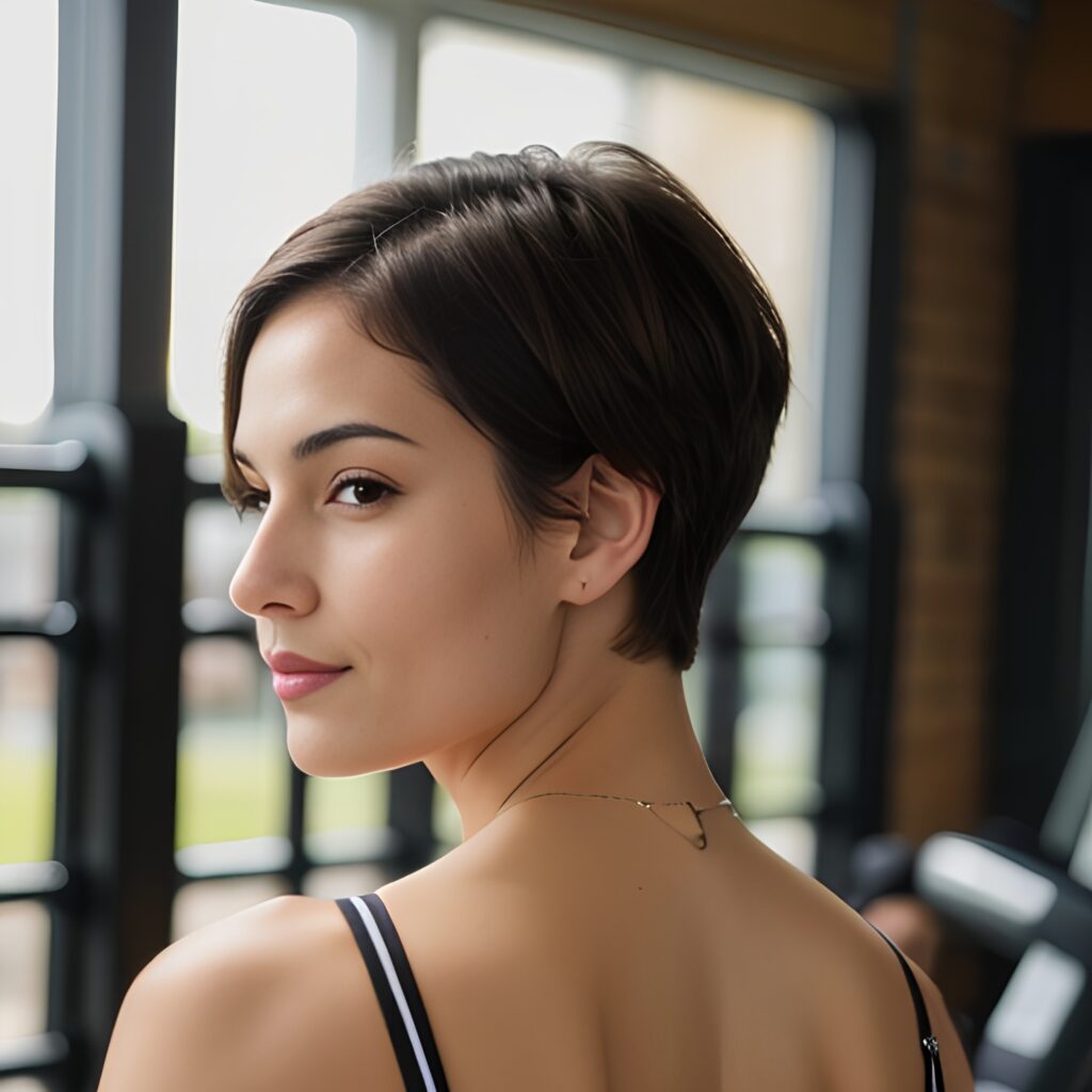 pixie haircut back gym 