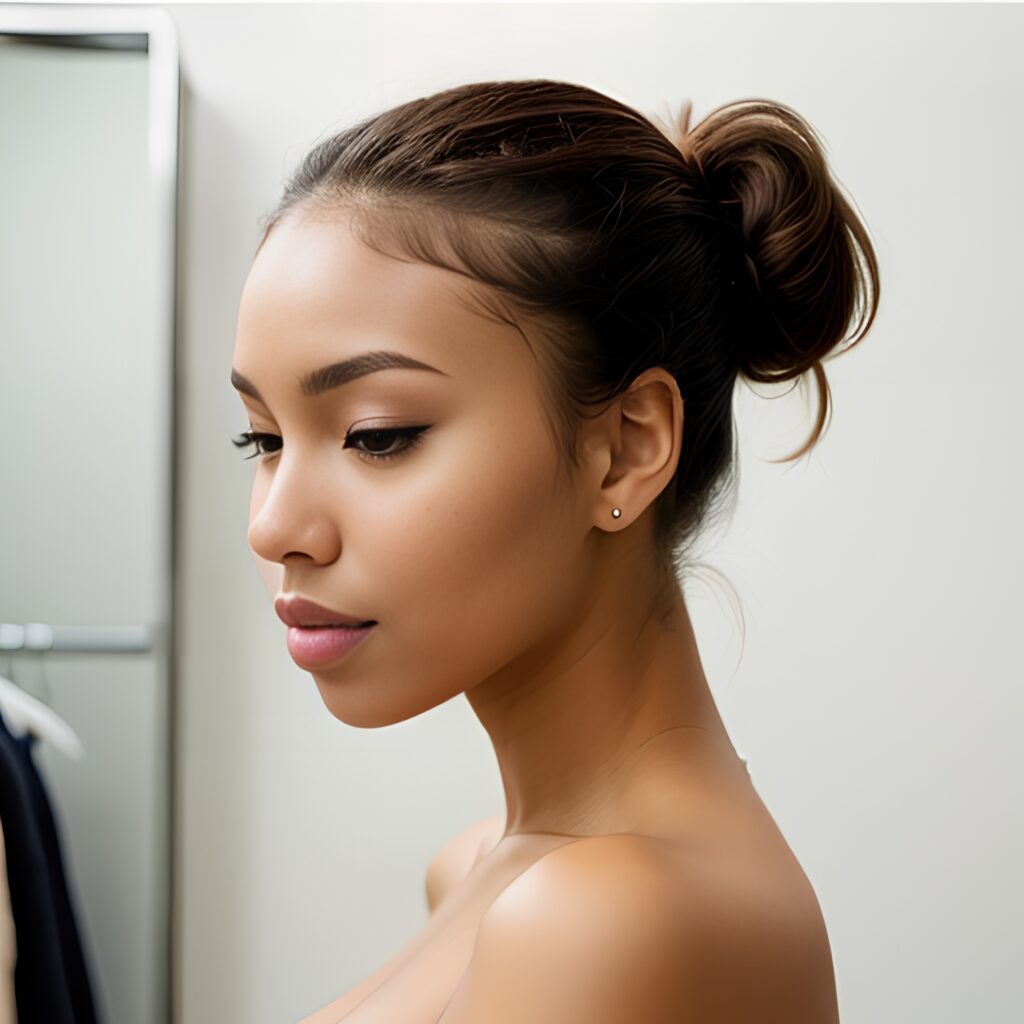 ponytail haircut changing room close 