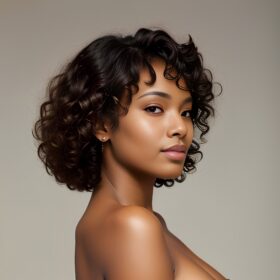 side bangs hair darker skin curly hair
