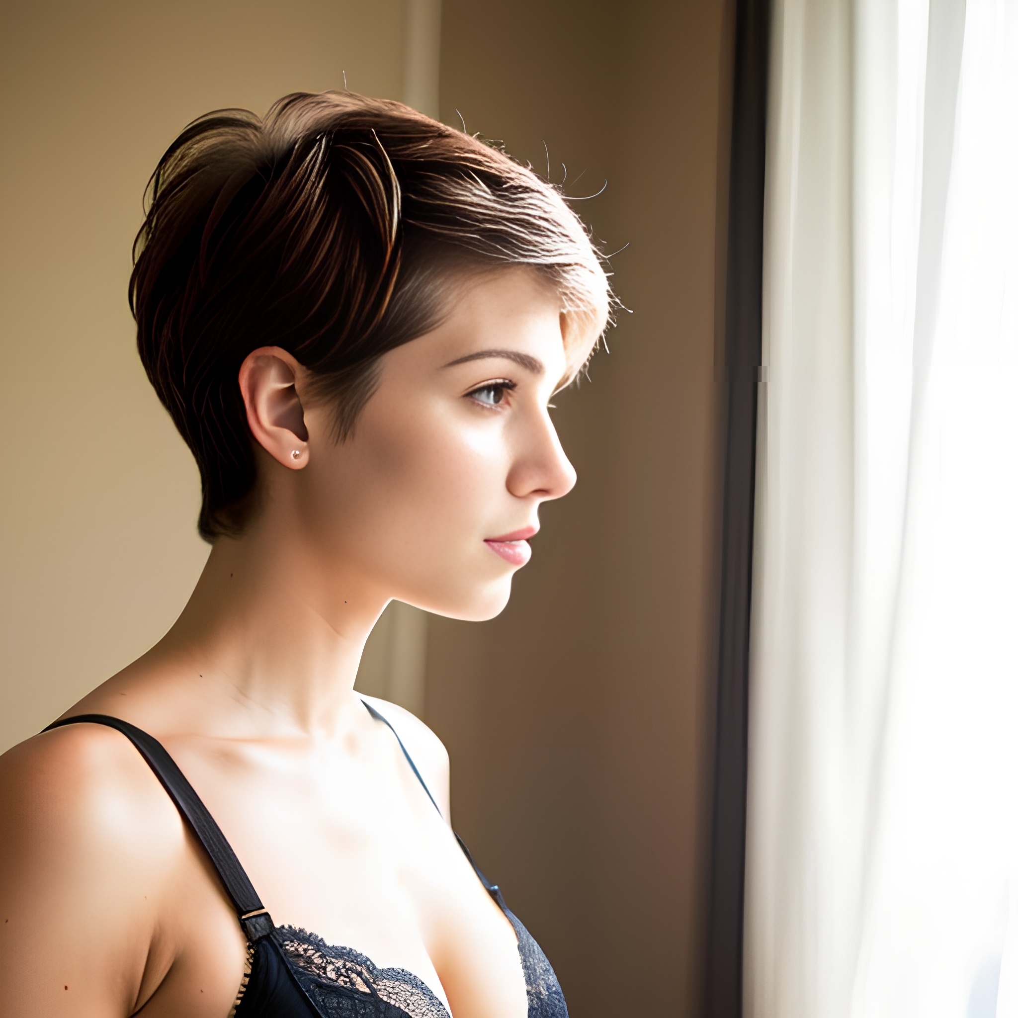 side pubic hair pixie haircut bra 