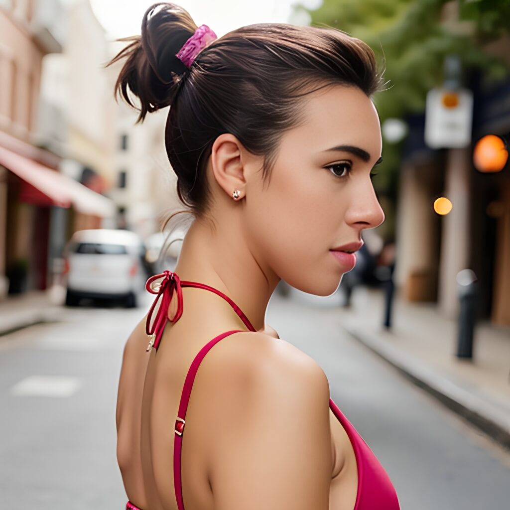 street ponytail haircut bikini 