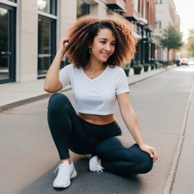 yoga pants curly hair