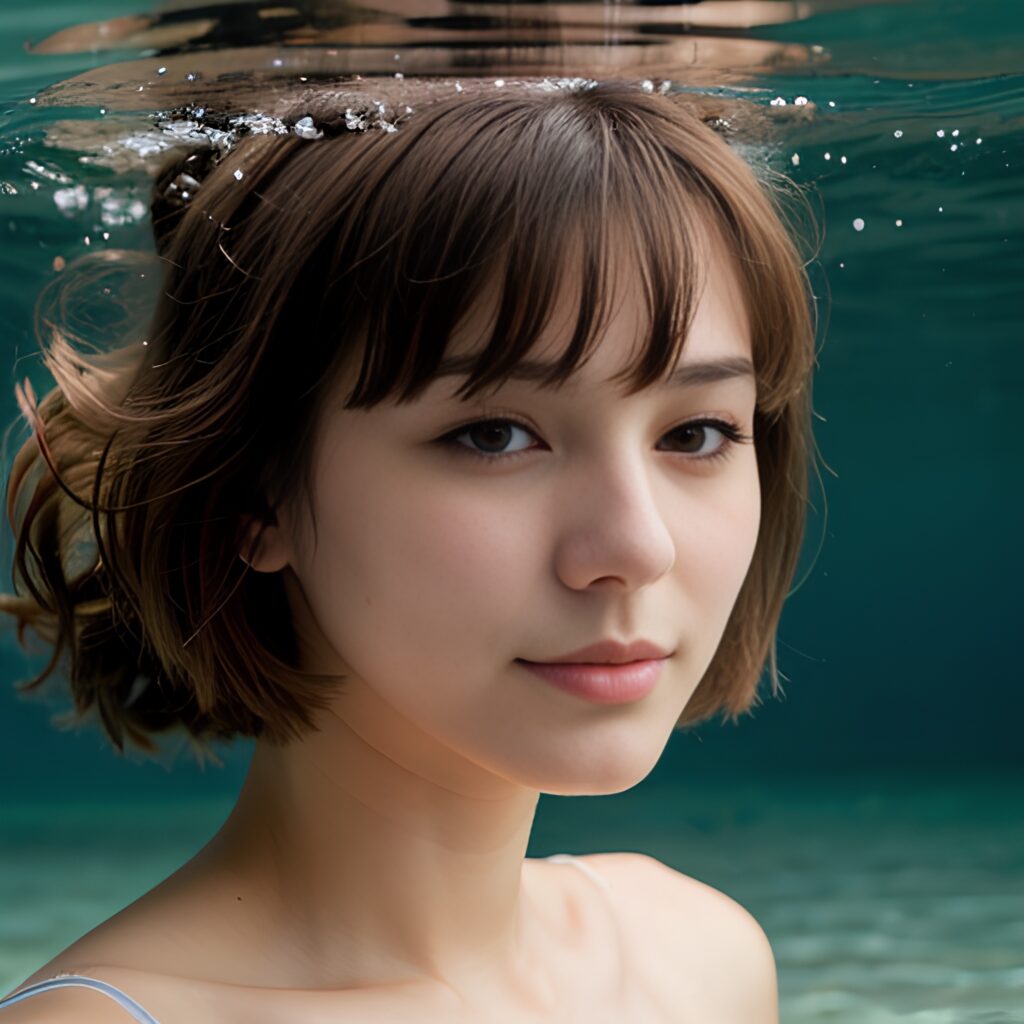 bangs hair side underwater 