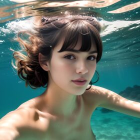 bangs hair underwater close