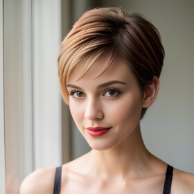 bra lipstick pixie haircut