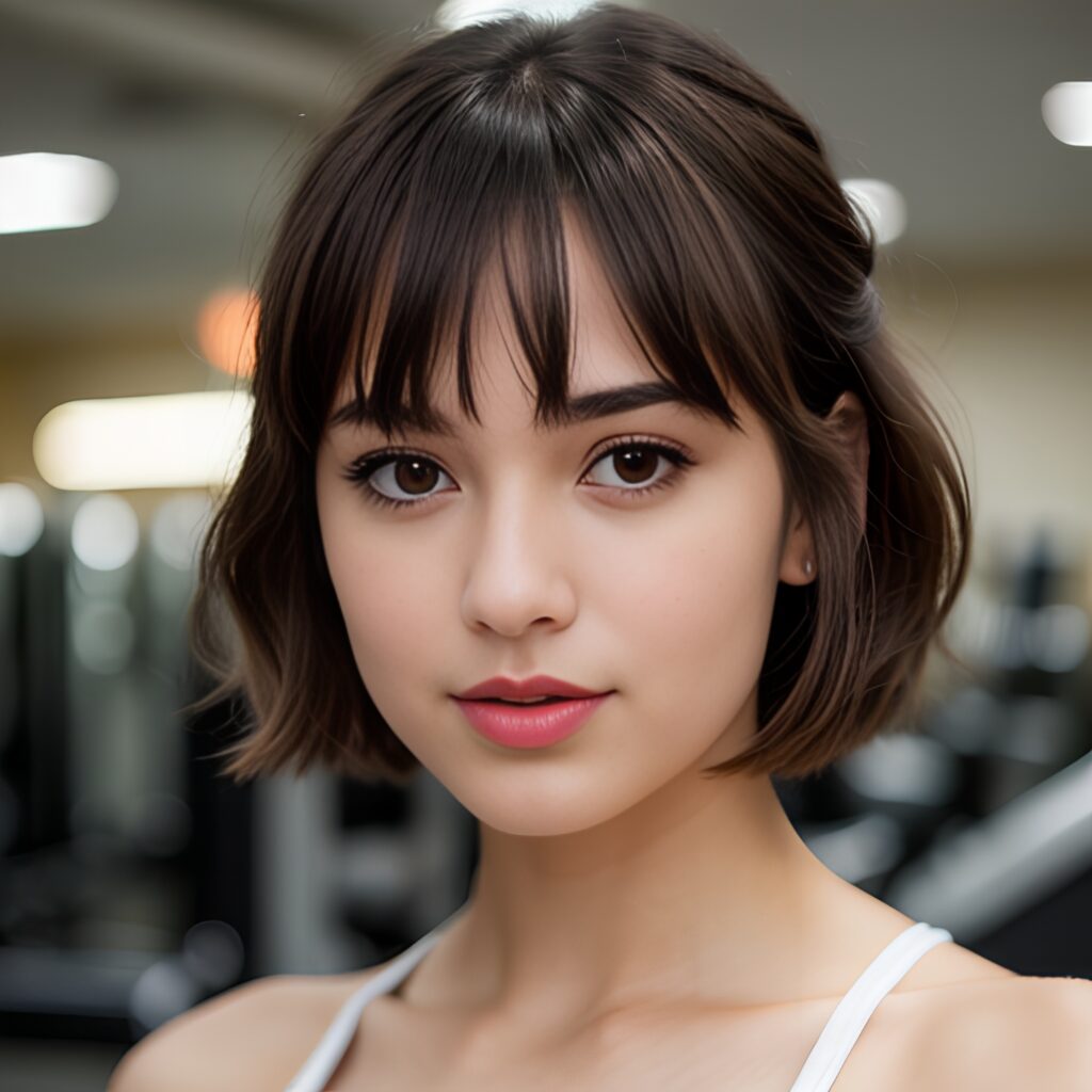 close gym bangs hair cum on body 