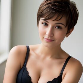 close push up bra pixie haircut