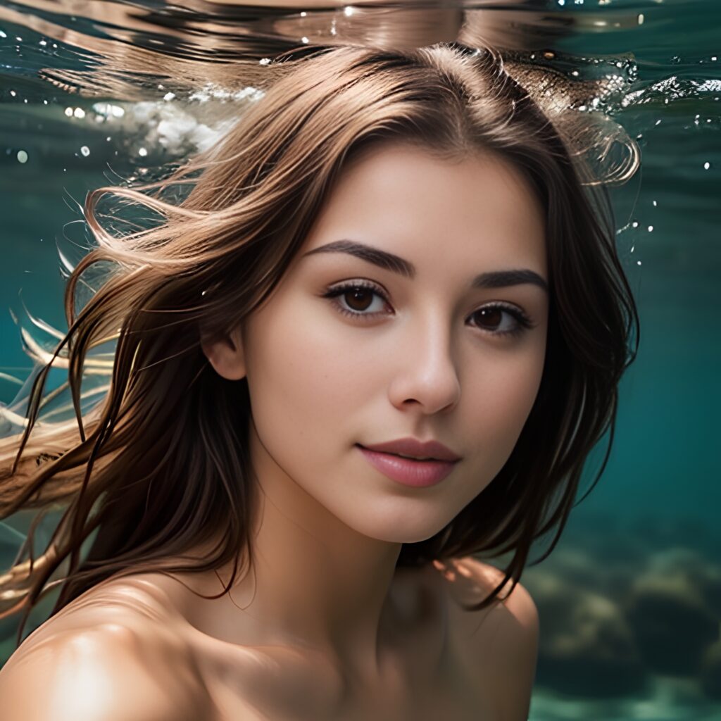 close underwater messy hair 