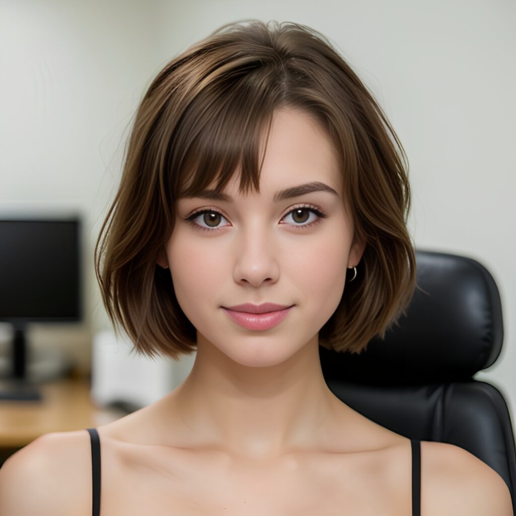 cum on face bangs hair office 