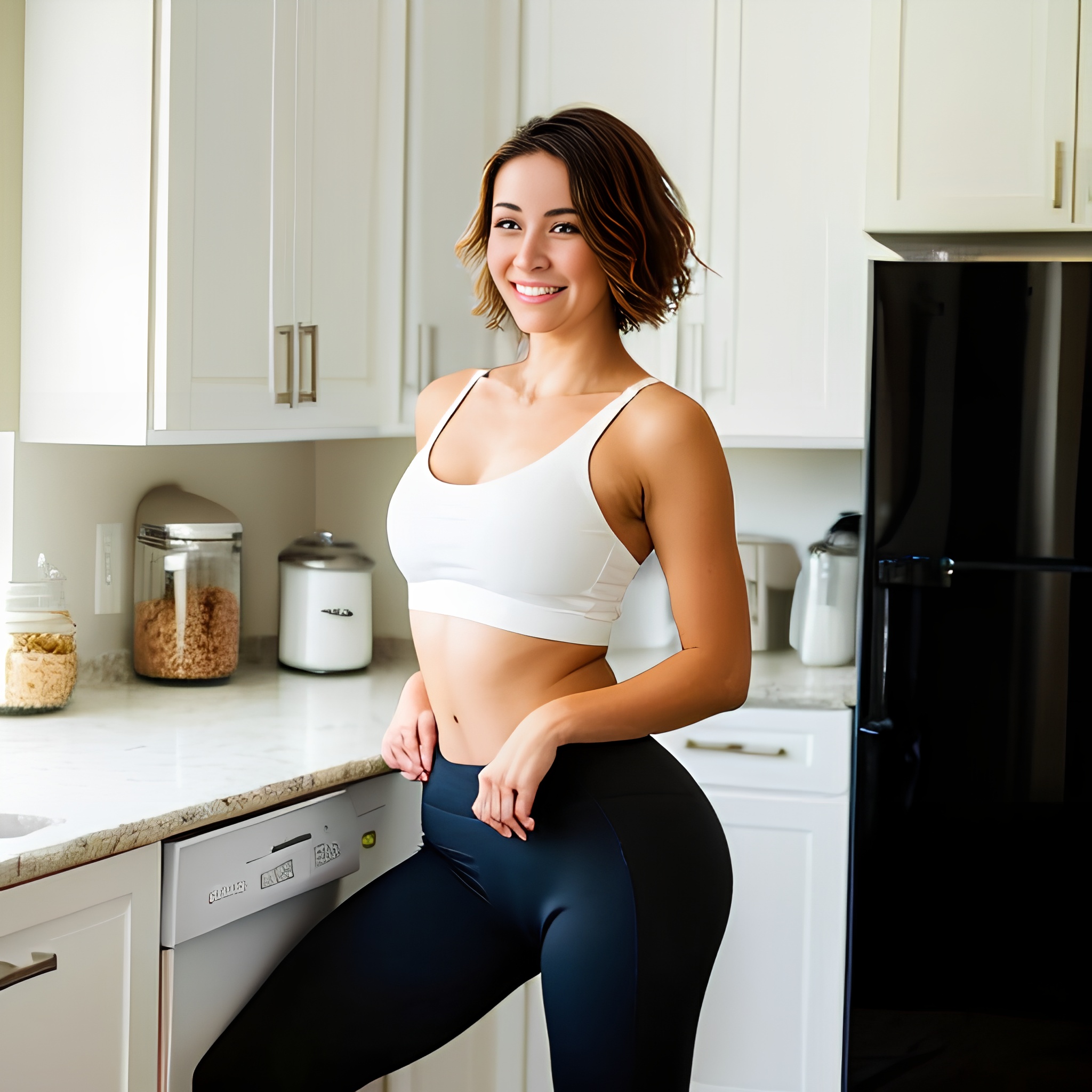 filipina kitchen yoga pants short hair 