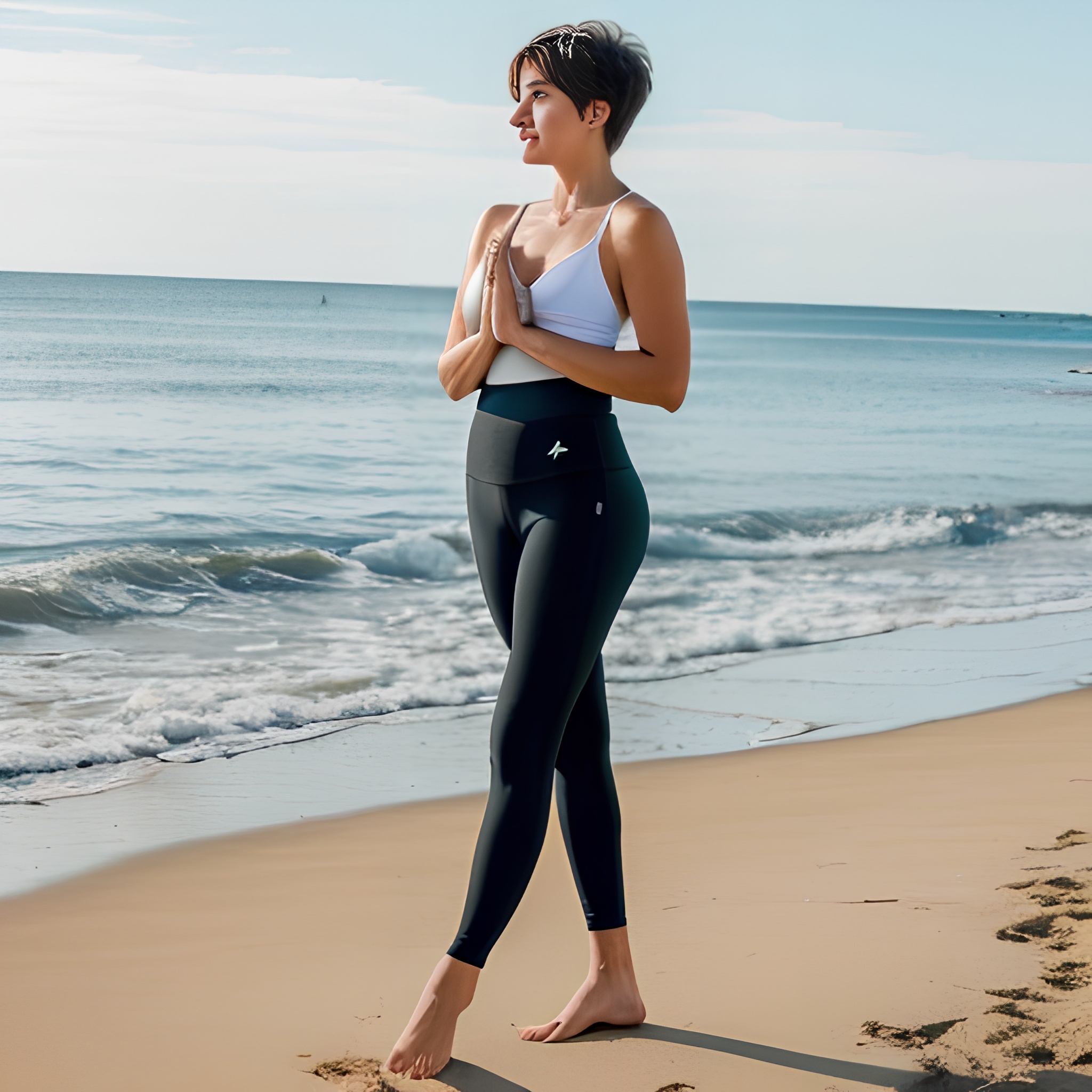 indonesian yoga pants beach pixie haircut 