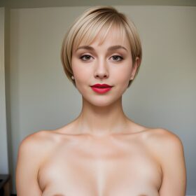 lipstick cum on body pixie haircut