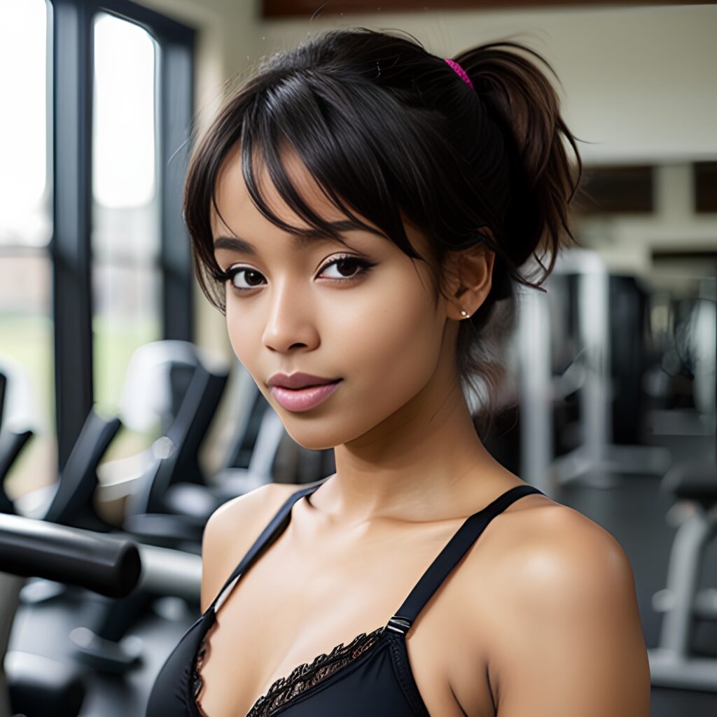 messy hair gym front lingerie 