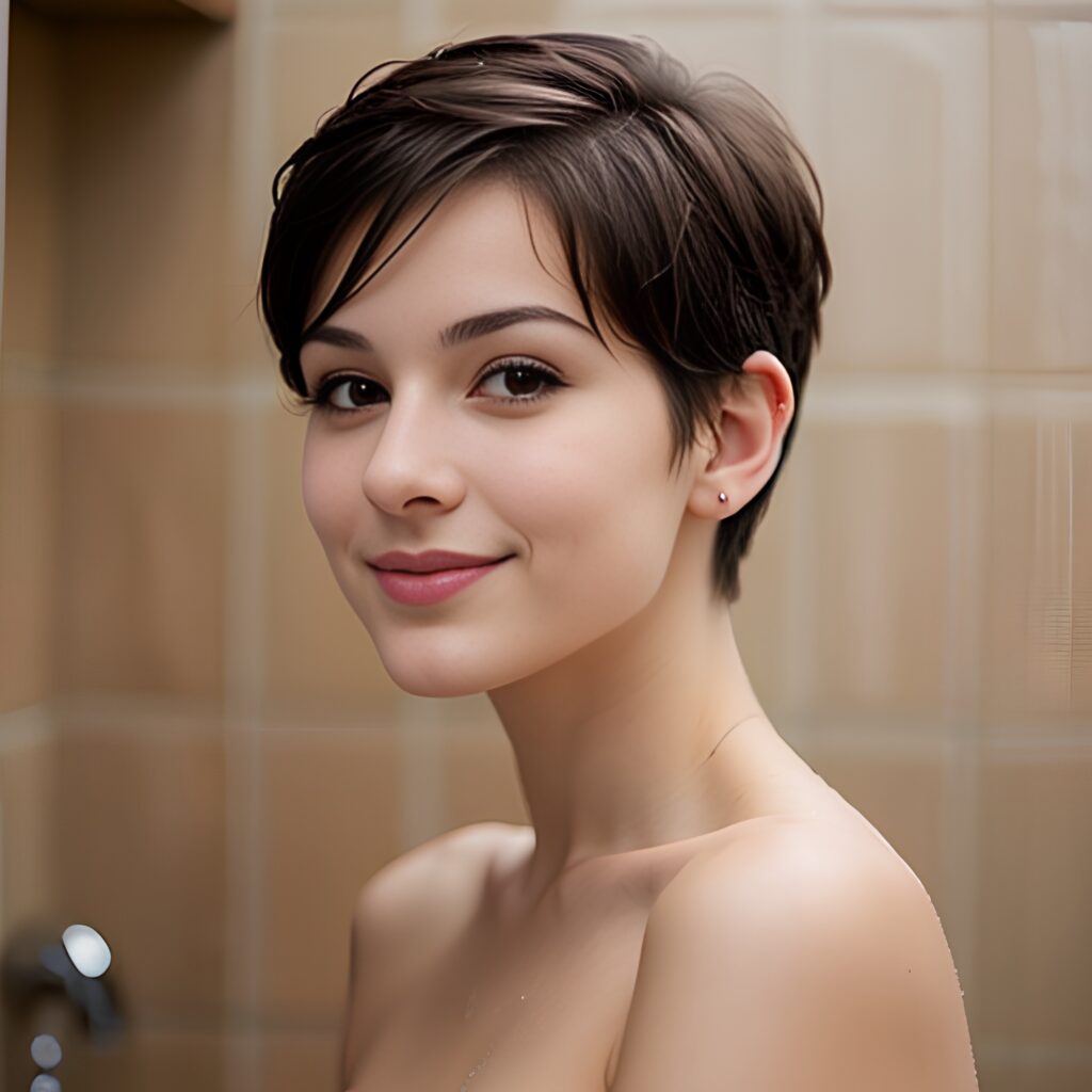 pixie haircut shower side 