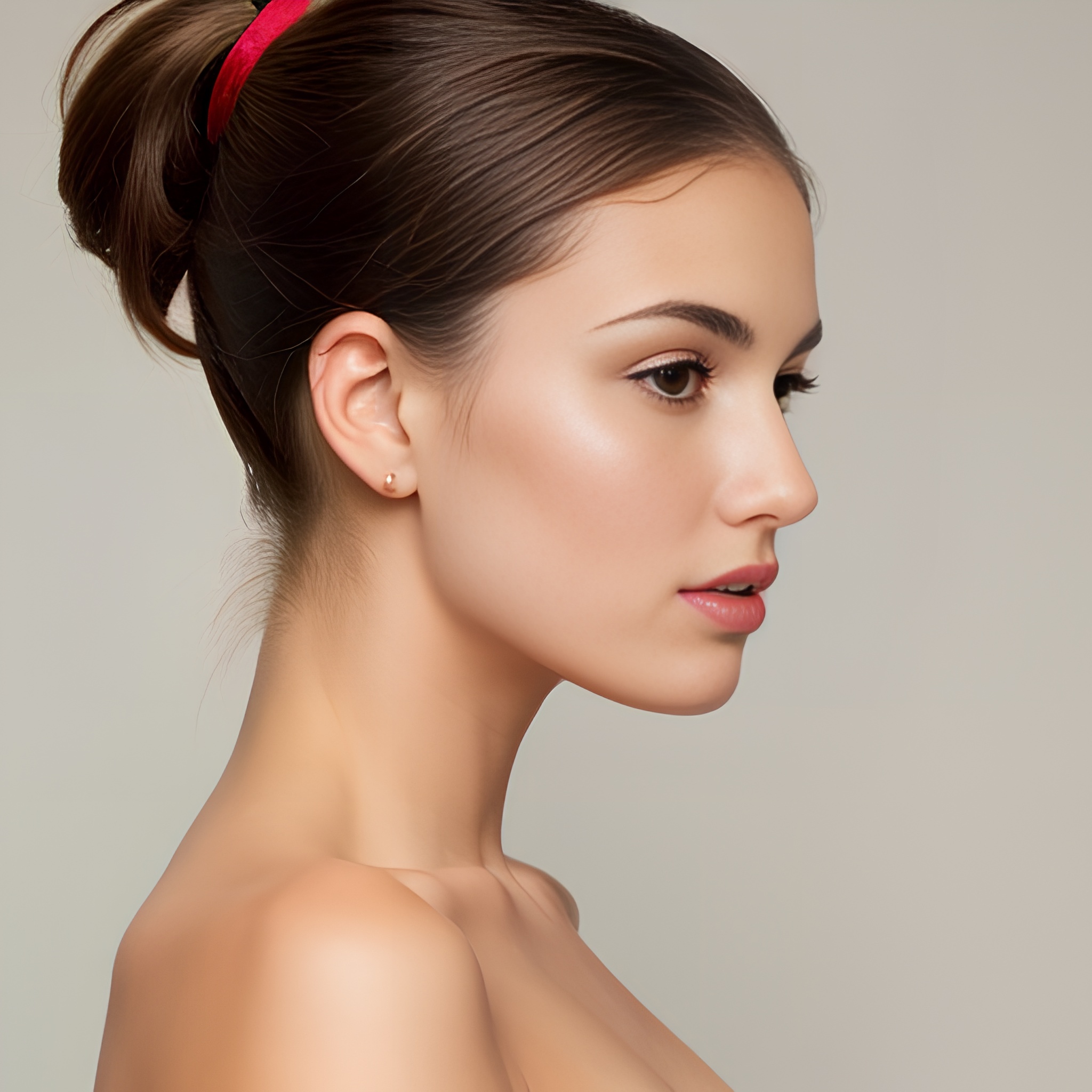 side lipstick ponytail haircut 