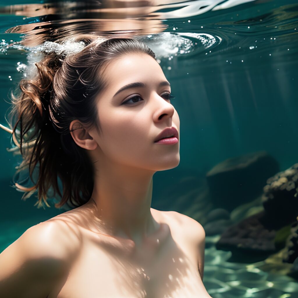 underwater close messy hair 