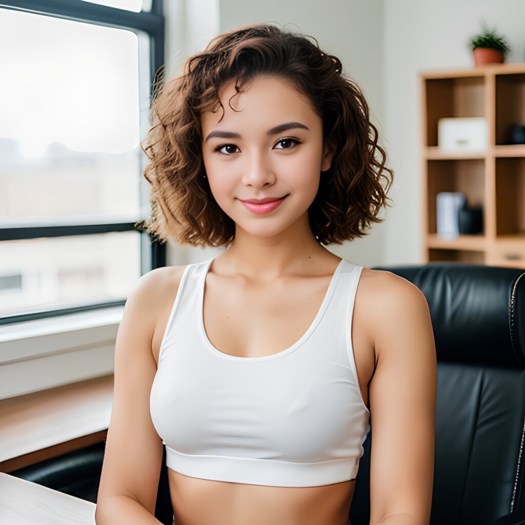 yoga pants bangs hair office 