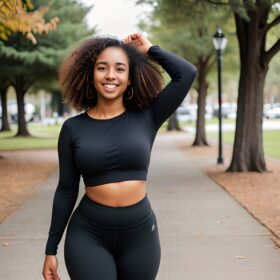 yoga pants darker skin curly hair