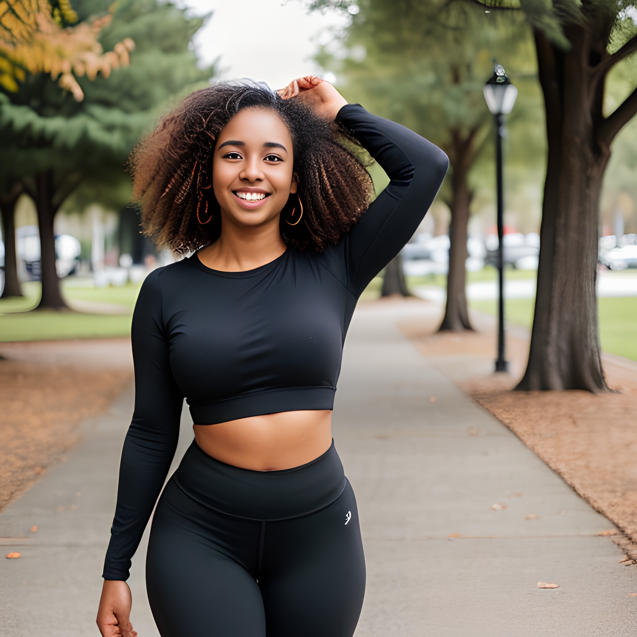 yoga pants darker skin curly hair 