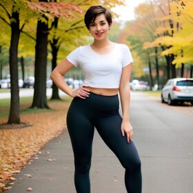 yoga pants indian lipstick pixie haircut