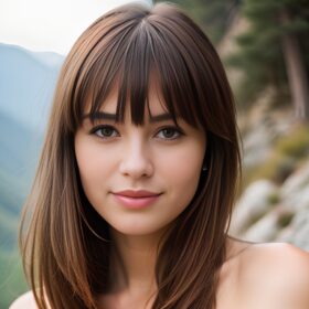 bangs hair mountains filipina close