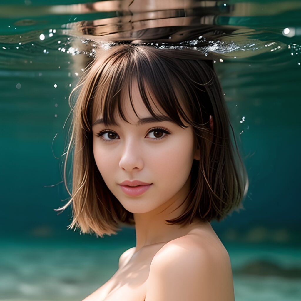 bangs hair side underwater 