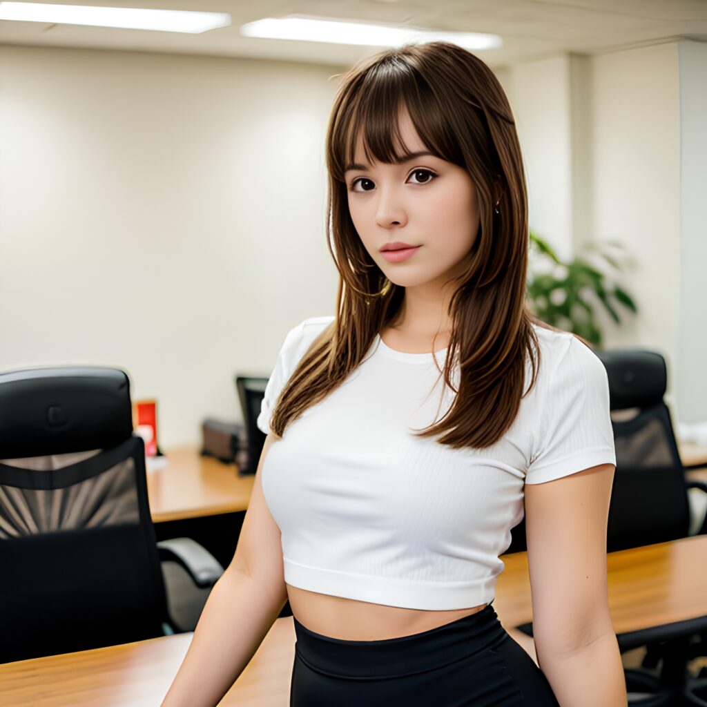 bangs hair yoga pants office 