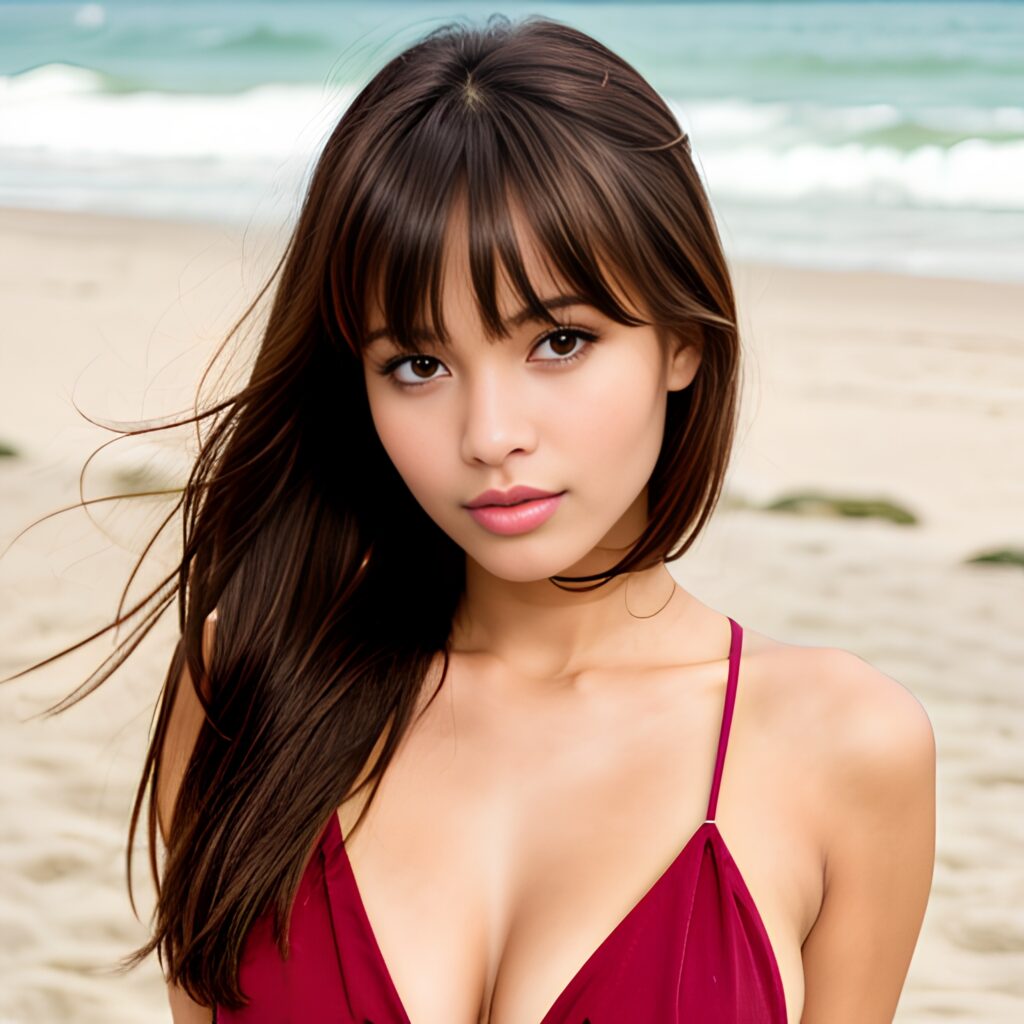 cleavage beach bangs hair 