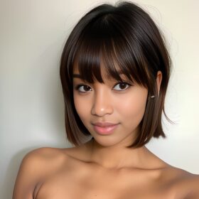 darker skin bangs hair