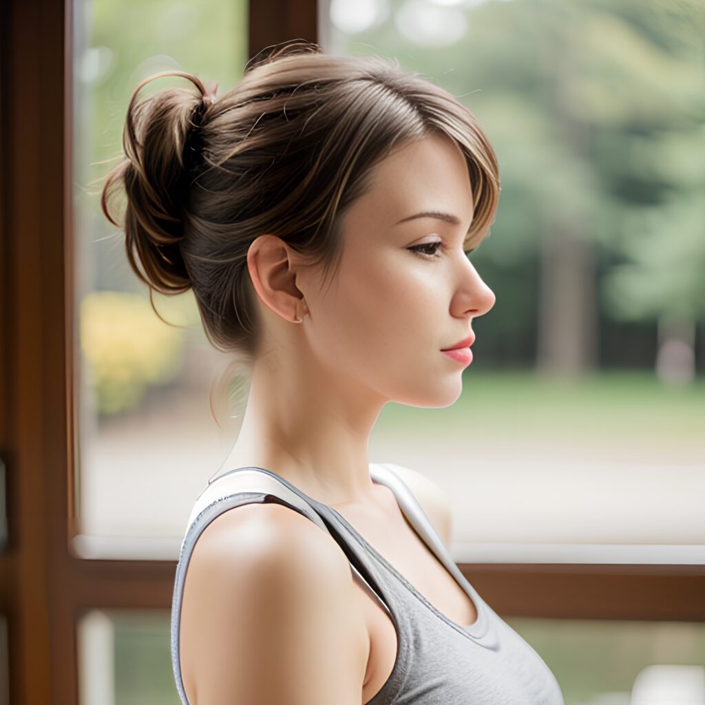 front bangs hair yoga pants 