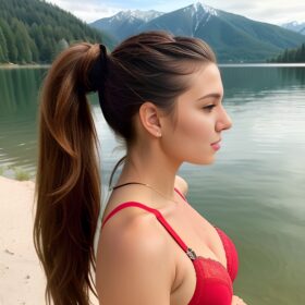 long hair ponytail haircut lake push up bra