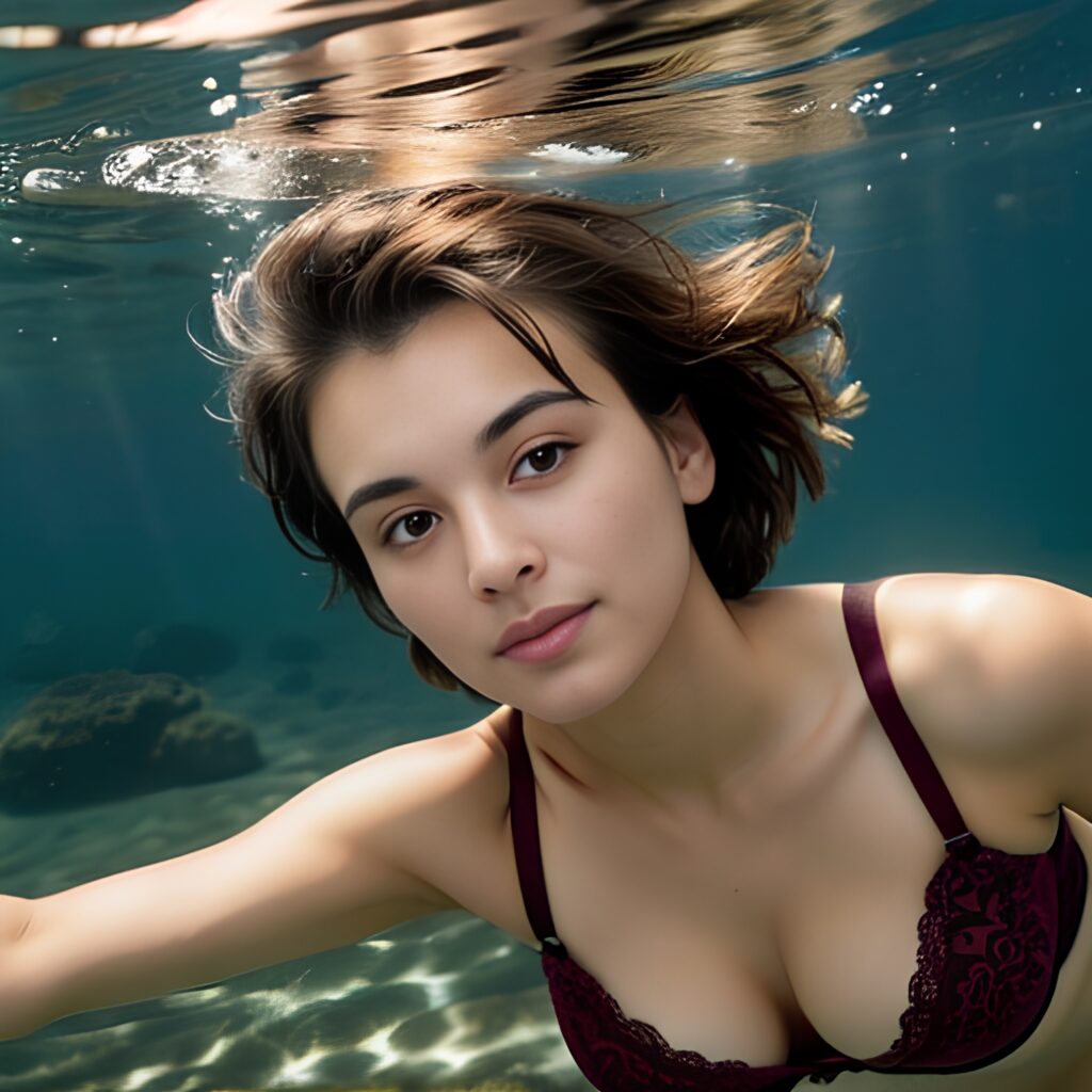 messy hair push up bra underwater 