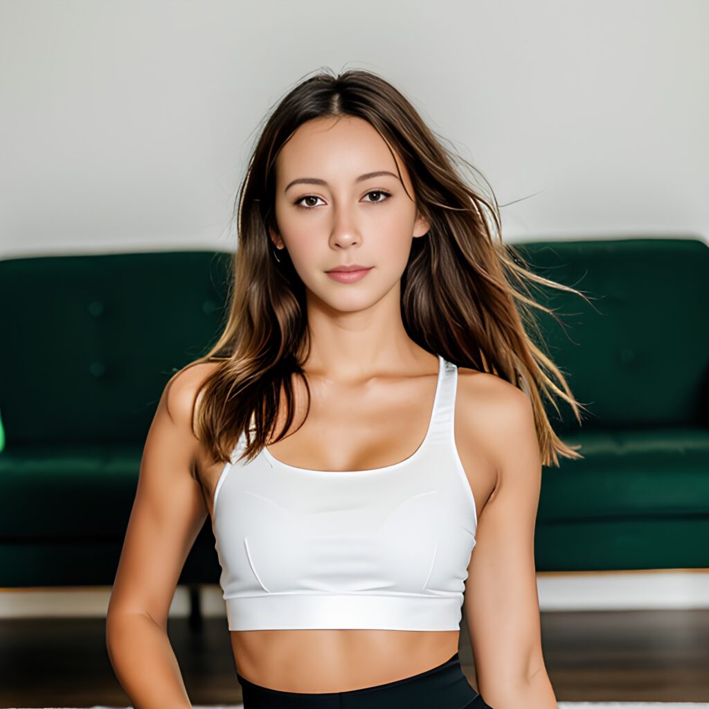 messy hair yoga pants cum on body