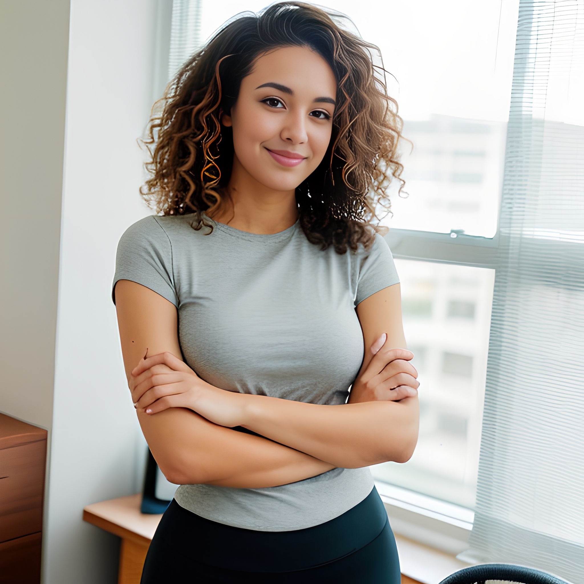 office curly hair indian yoga pants 