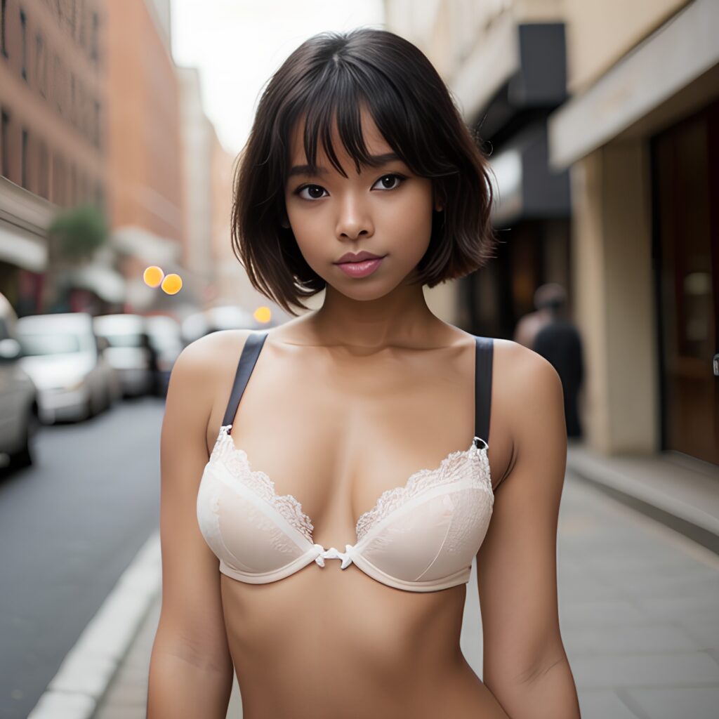 partially nude bra street 